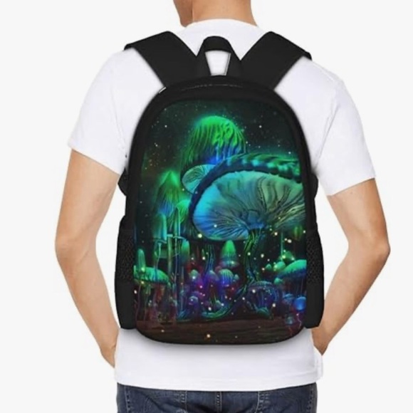 Psychedelic Magic Mushrooms Geometry Backpack, Travel Laptop Bag